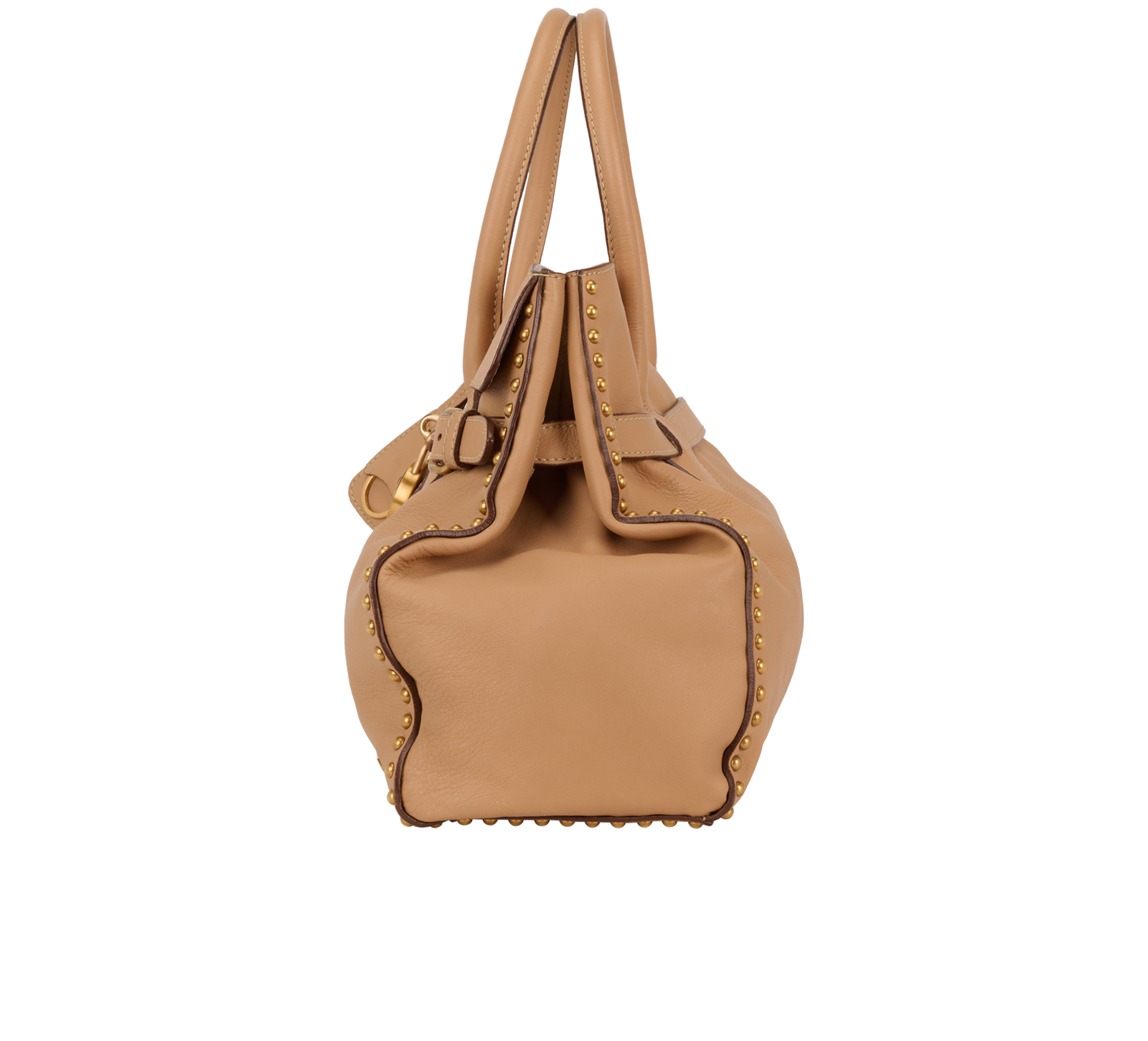 Studded Tote, &pound;550, Handbags, Beige, Leather, Bottom view